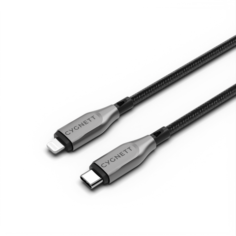 Armoured Lightning To USB-C Cable - Black  1m
