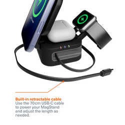 3-in-1 Foldable Wireless Charger with Retractable Cable