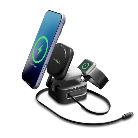 3-in-1 Foldable Wireless Charger with Retractable Cable