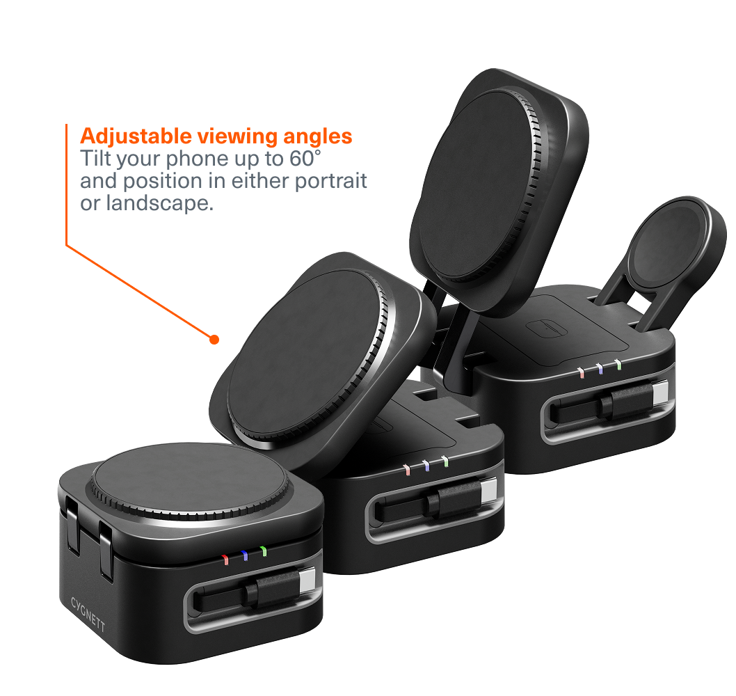 3-in-1 Foldable Wireless Charger with Retractable Cable