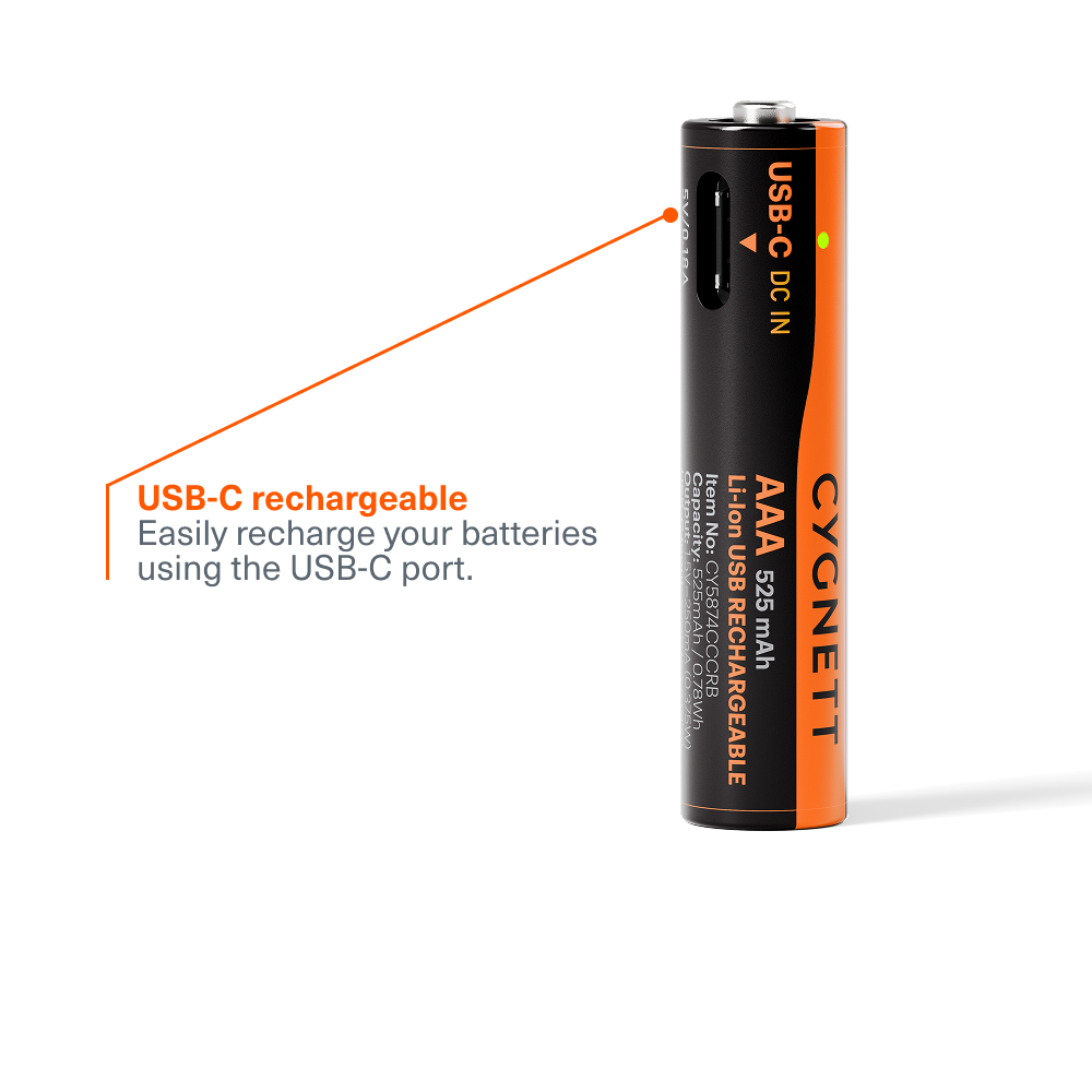 AAA USB-C Rechargeable Li-ion Battery (4 Pack)