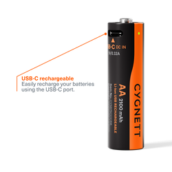 AA USB-C Rechargeable Li-ion Battery (4 Pack)