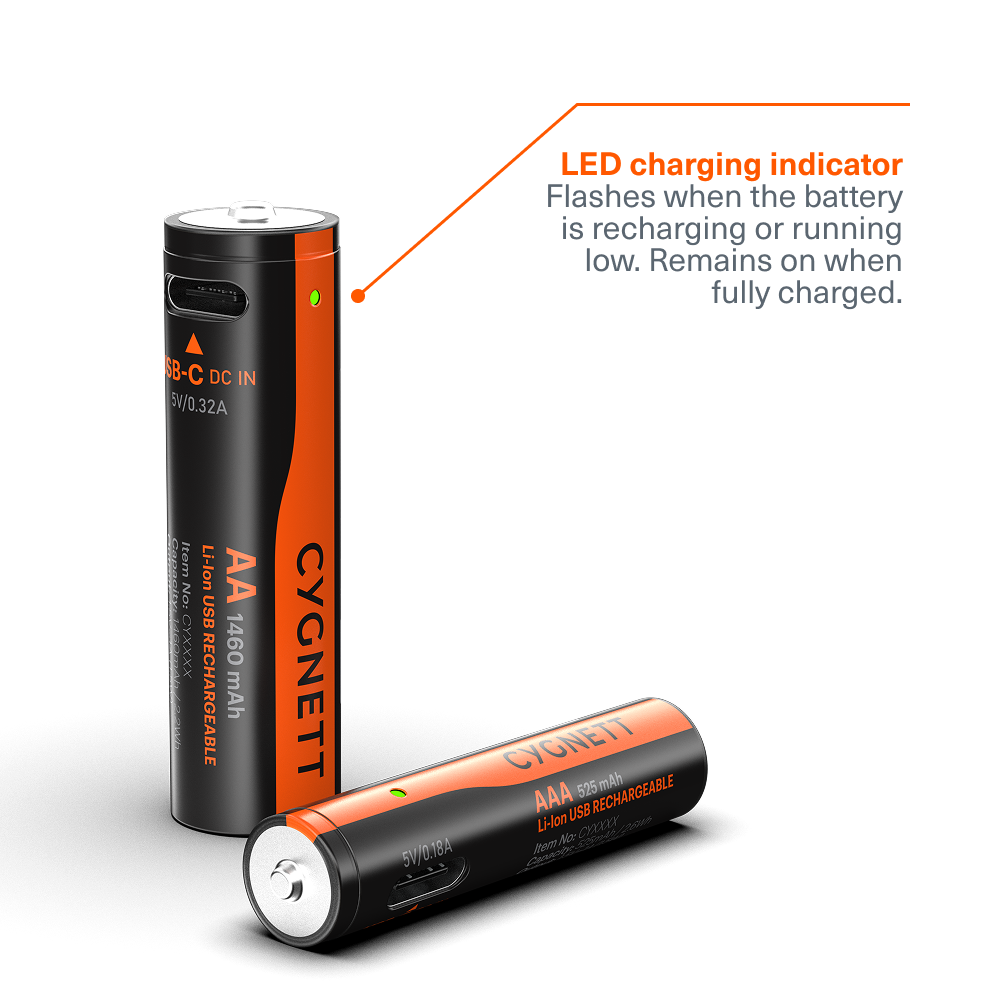 AA USB-C Rechargeable Li-ion Battery (4 Pack)