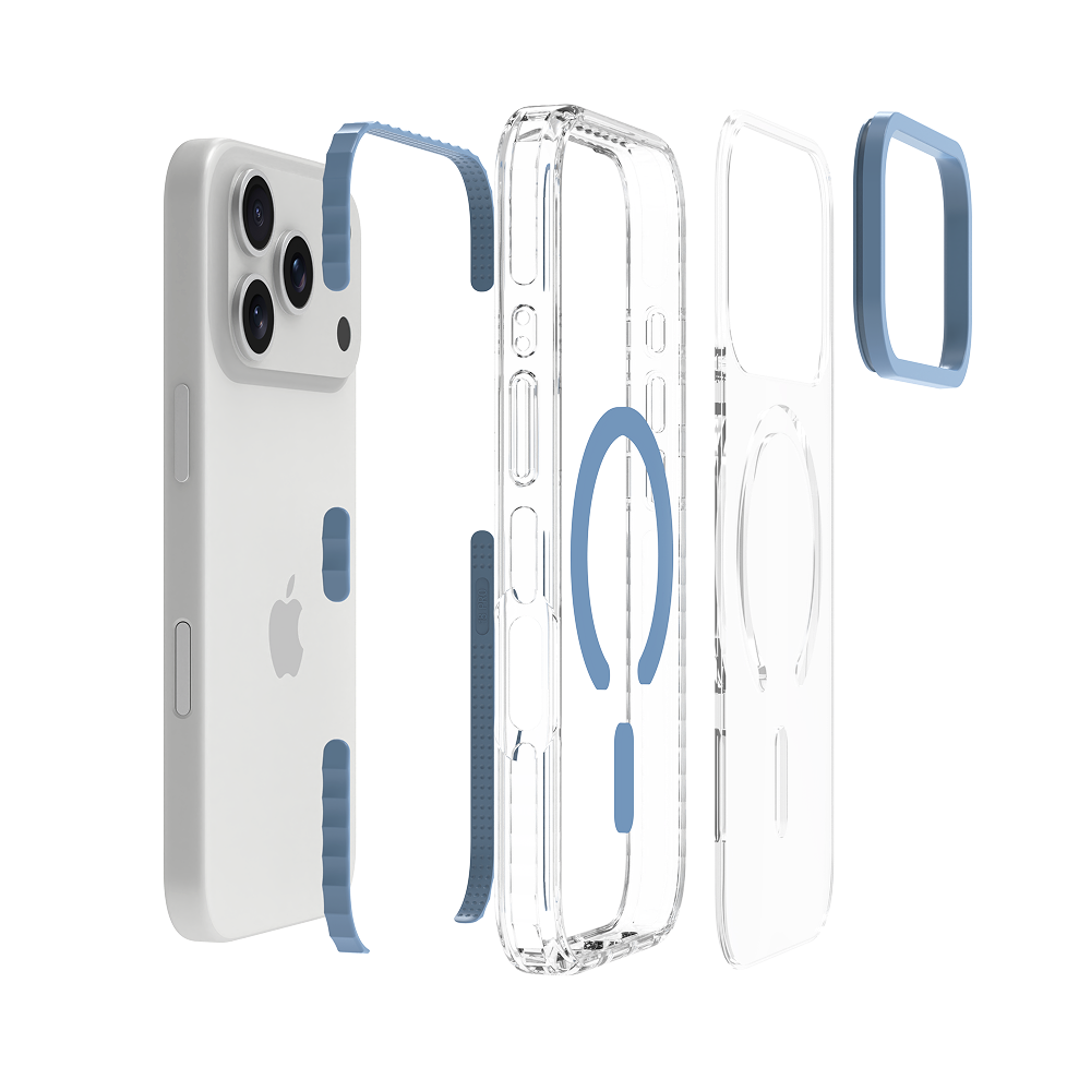 Blue Magnetic Clear Case for iPhone 18 Pro / 17 Pro