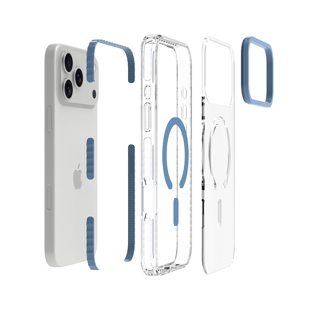 Blue Magnetic Clear Case for iPhone 18 Pro Max / 17 Pro Max