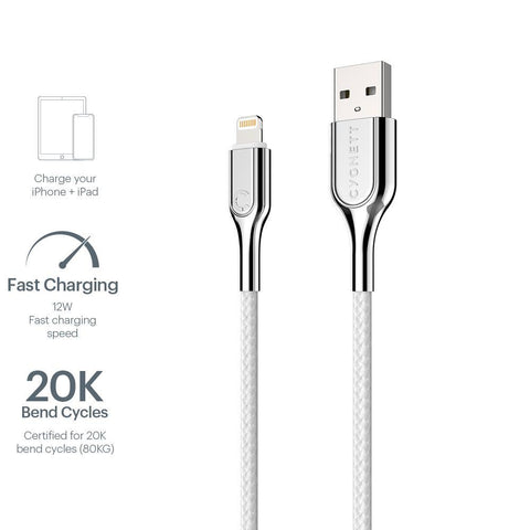 Lightning to USB-A Cable Braided White 2m - Cygnett (AU)