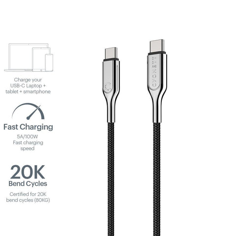 USB-C to USB-C Cable (USB 2.0) Braided Black 1m - Cygnett (AU)